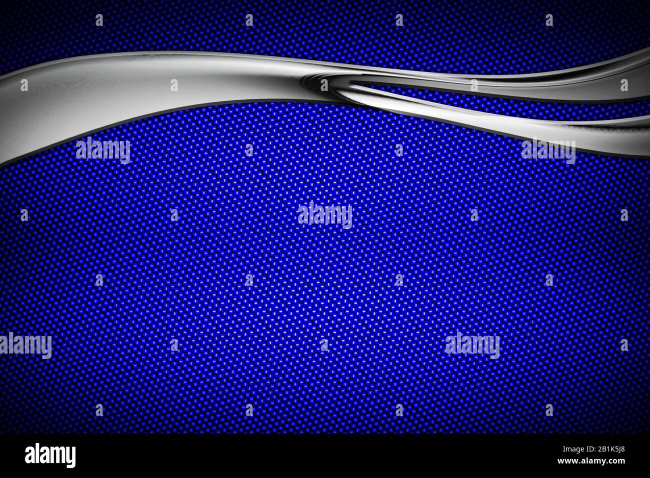 blue; carbon fiber and curve chromium frame. metal background and ...