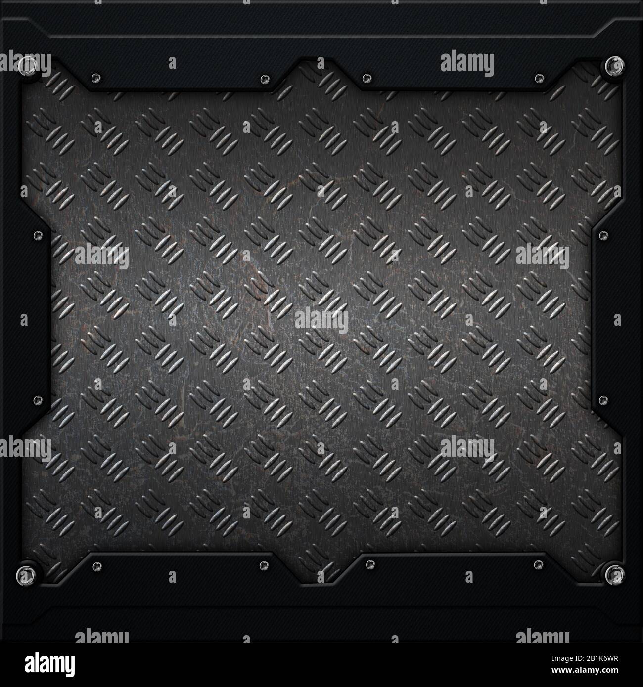 black and gray metal plate and carbon fiber in dark gray metal frame