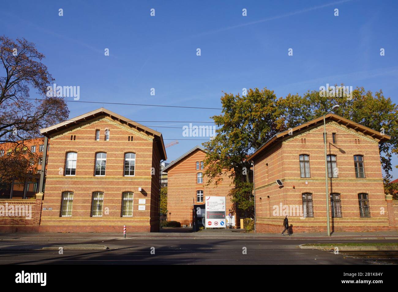 Einfahrt zum Klinikum Friedrichshain, Berlin, Deutschland Stock Photo