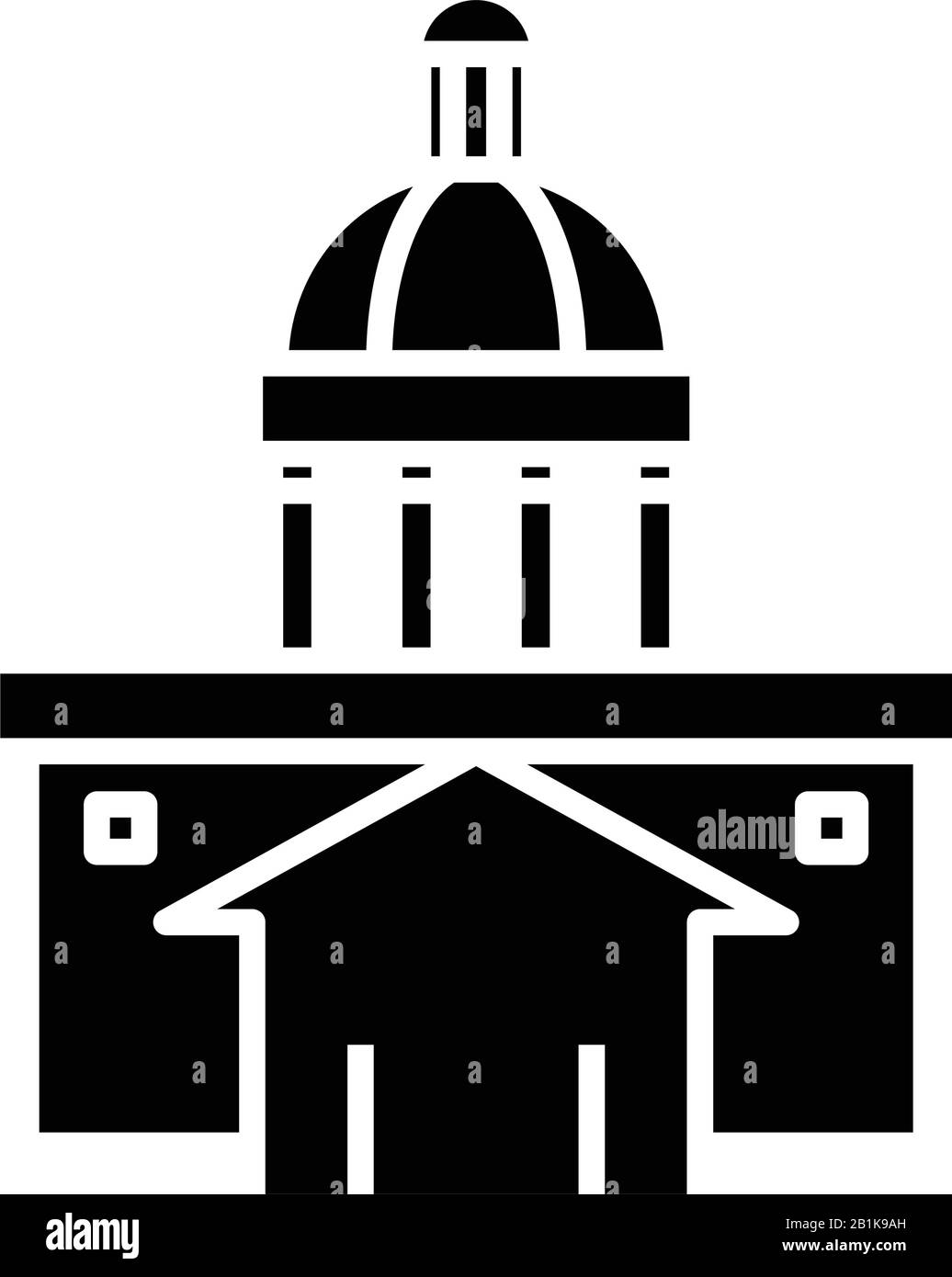 Capitol black icon, concept illustration, vector flat symbol, glyph sign. Stock Vector