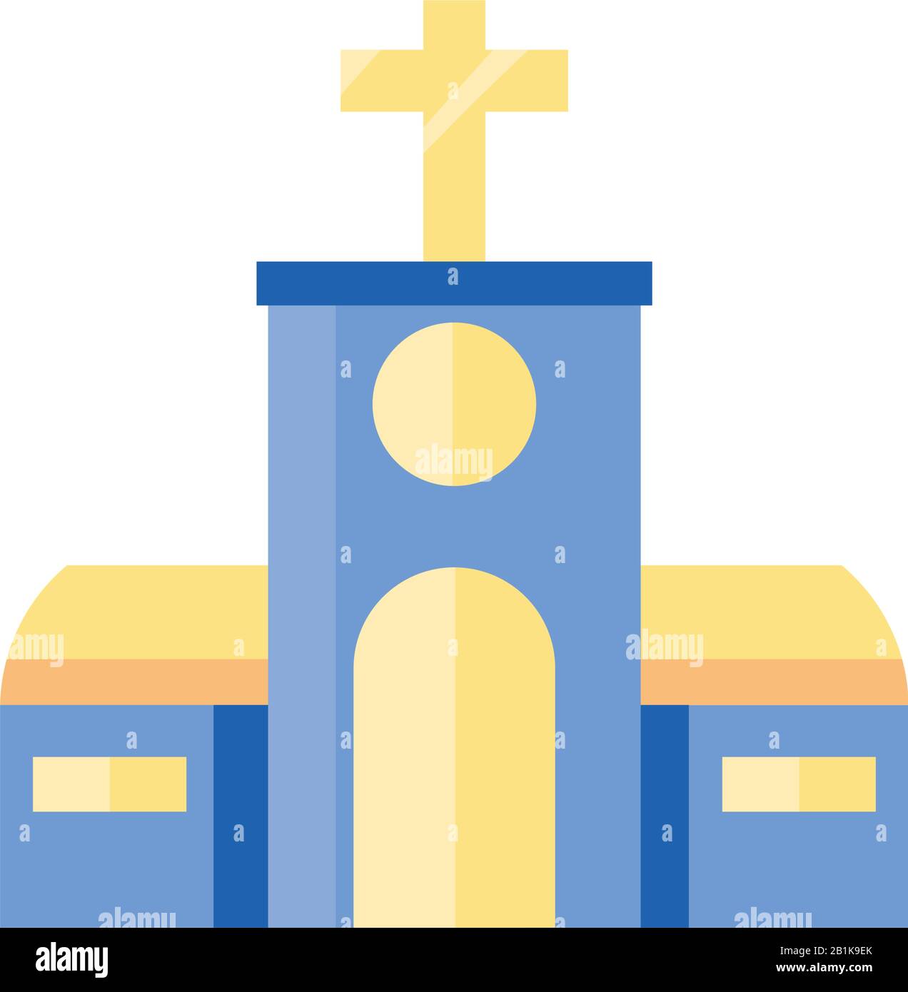 church with catholic cross over white background, flat style icon ...