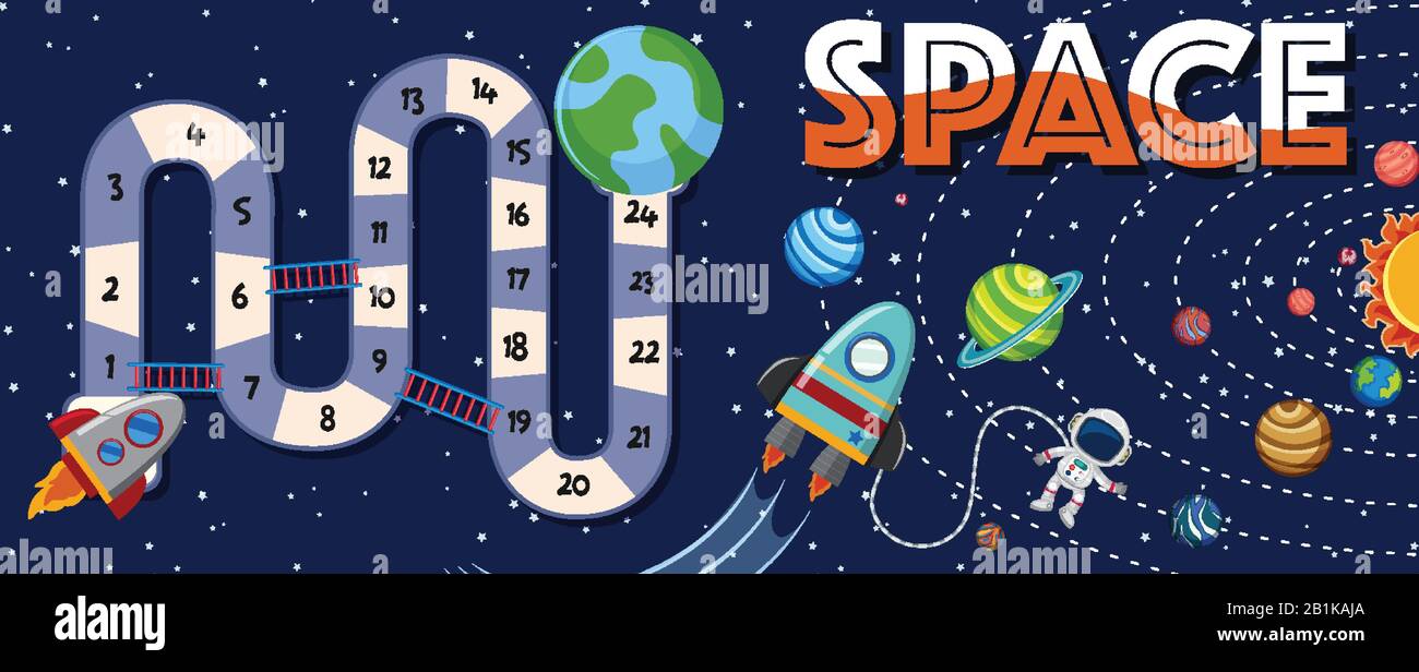 Game Template With Space Racing In Galaxy Background Illustration Stock Vector Image Art Alamy