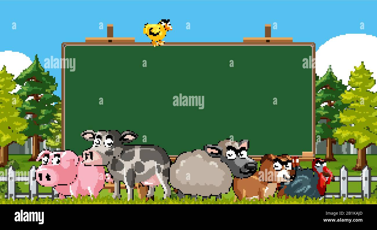 Board Template With Nature Theme Background Illustration Stock Vector