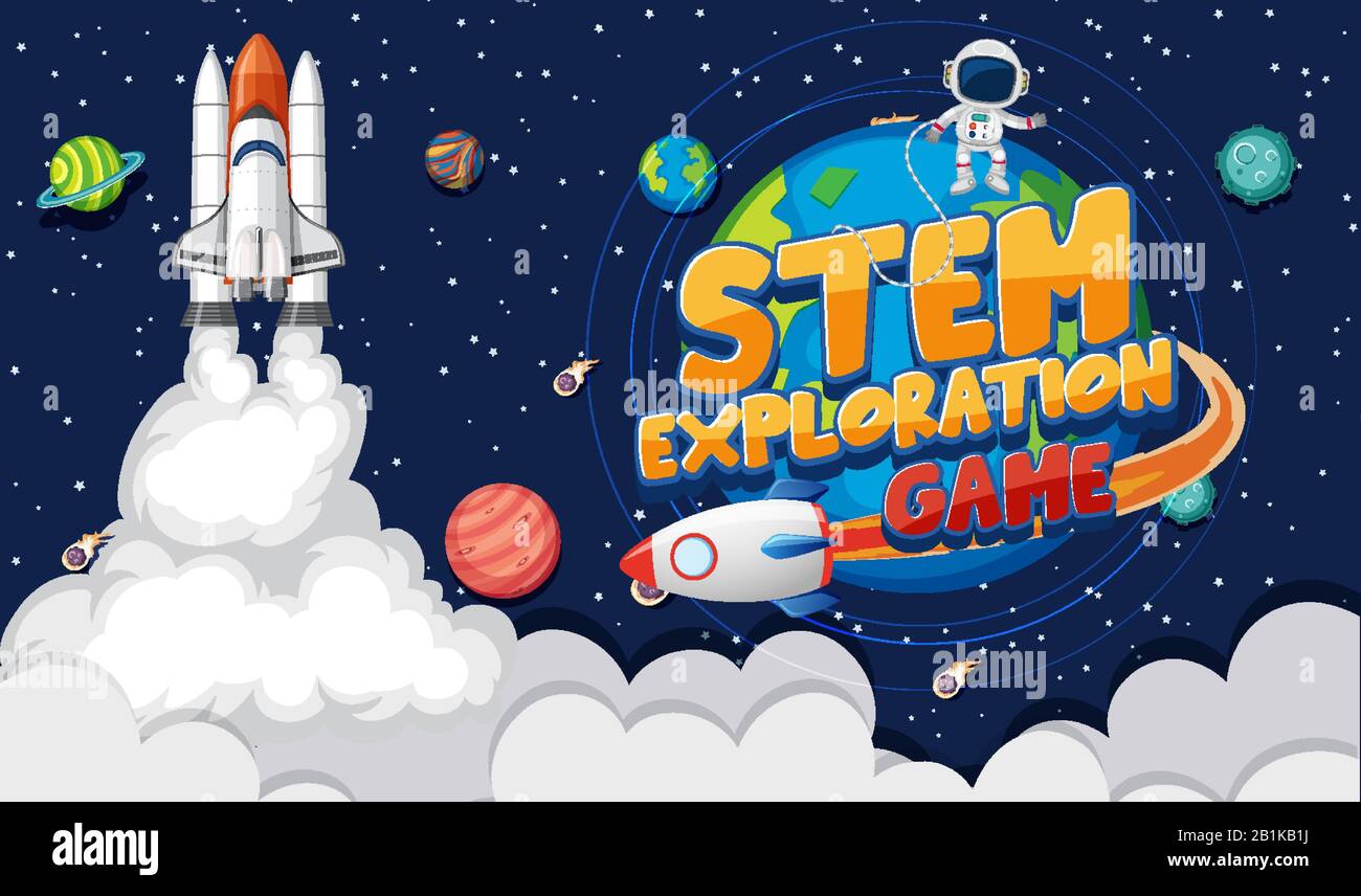 Background scene with astronaut and many planets in galaxy illustration ...