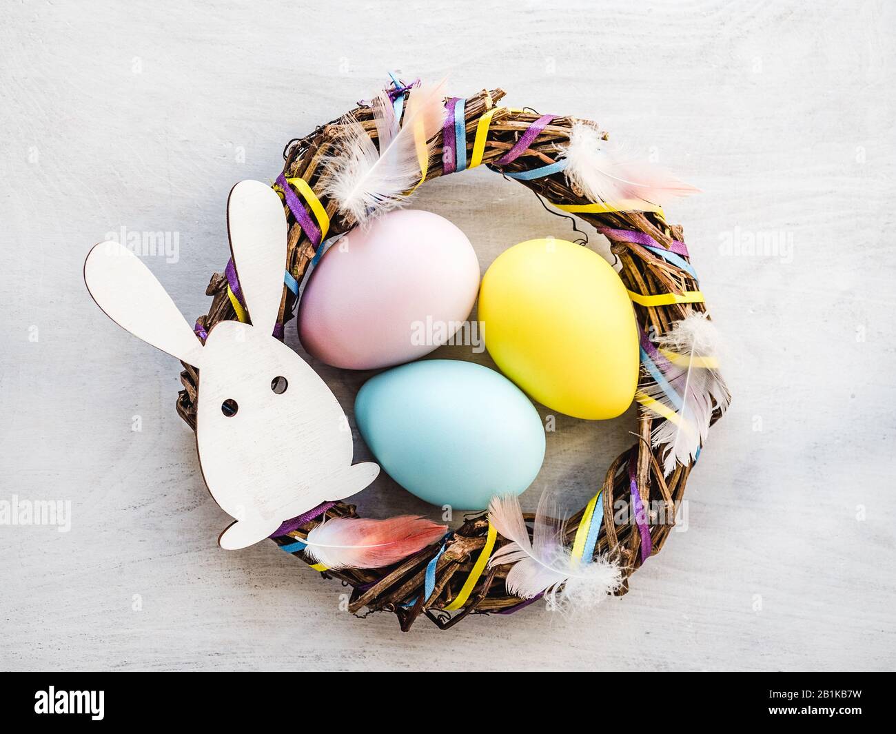 HAPPY EASTER. Beautiful greeting card. Close up Stock Photo