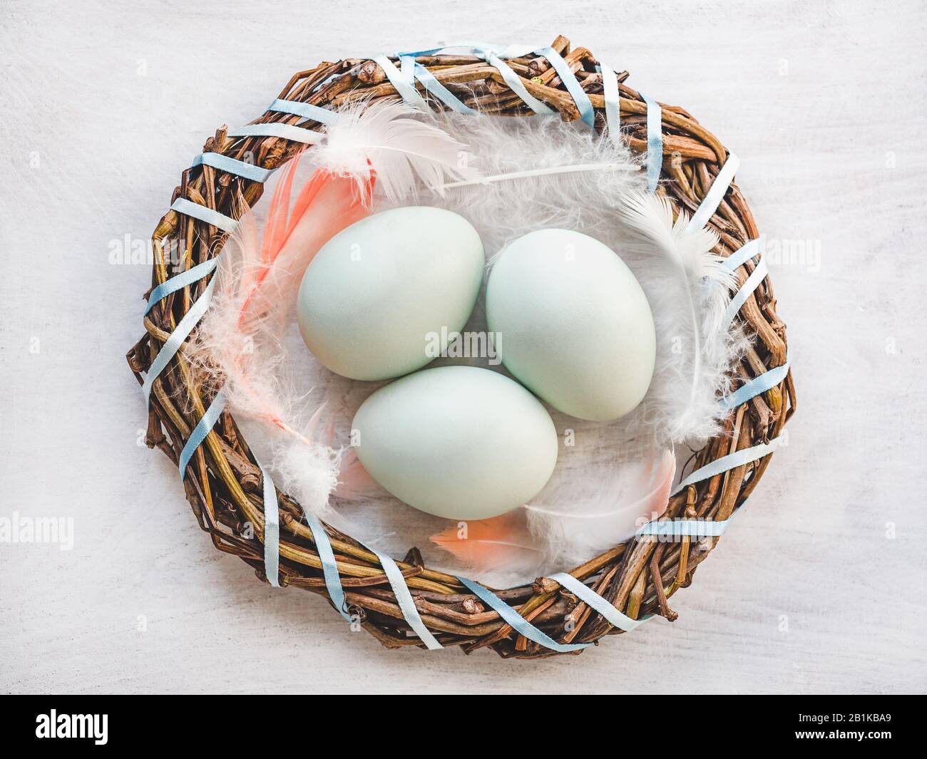 HAPPY EASTER. Beautiful greeting card. Close up Stock Photo