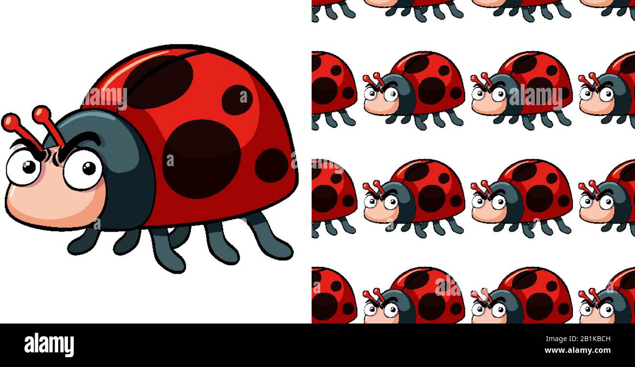 Seamless background design with cute ladybug illustration Stock Vector ...