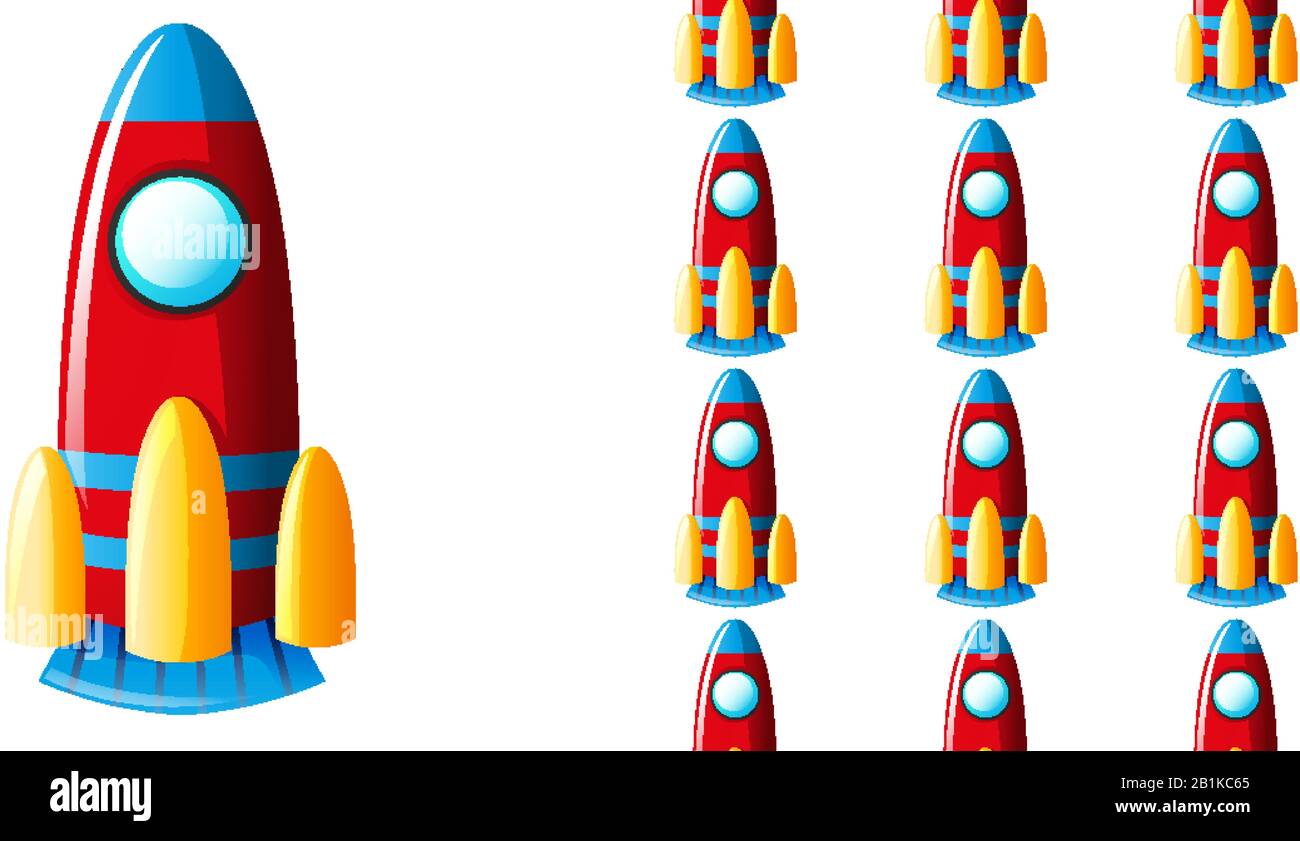 Seamless background design with toy rocket illustration Stock Vector