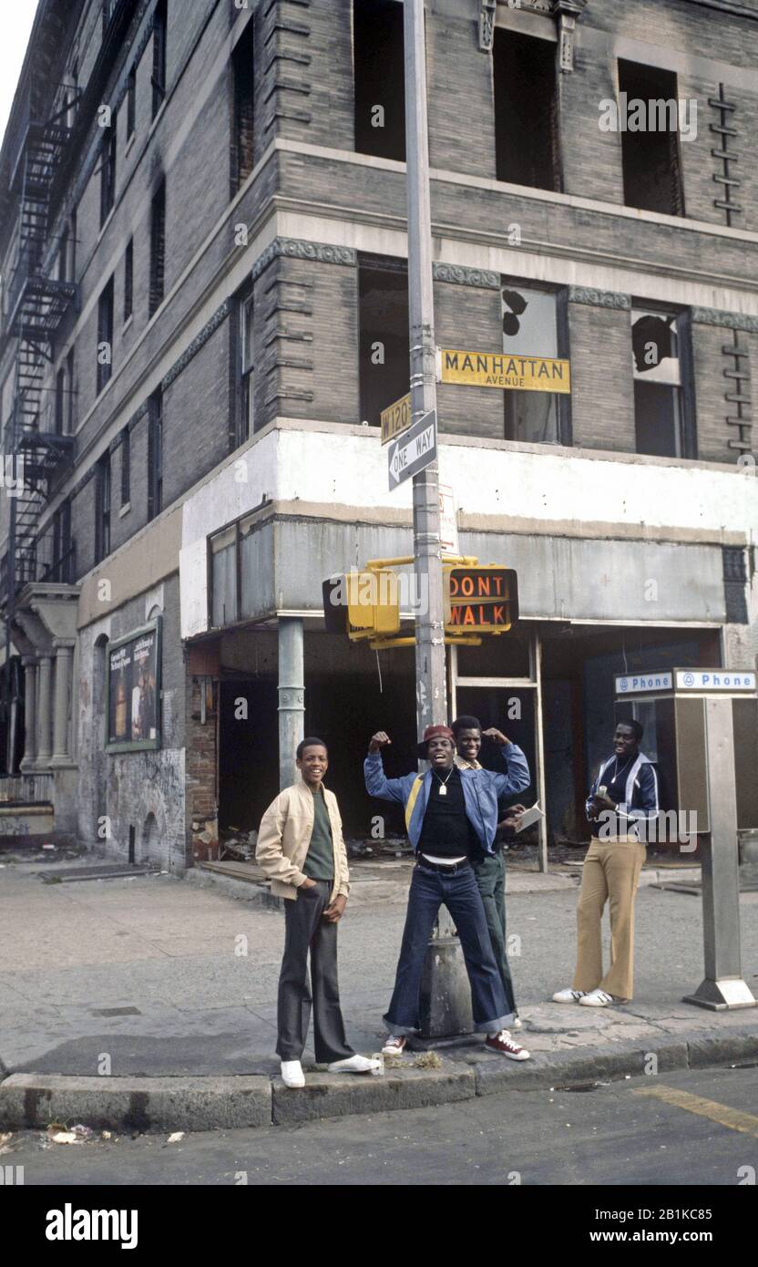 African Americans in Harlem, burnt out shops and tenements, New York