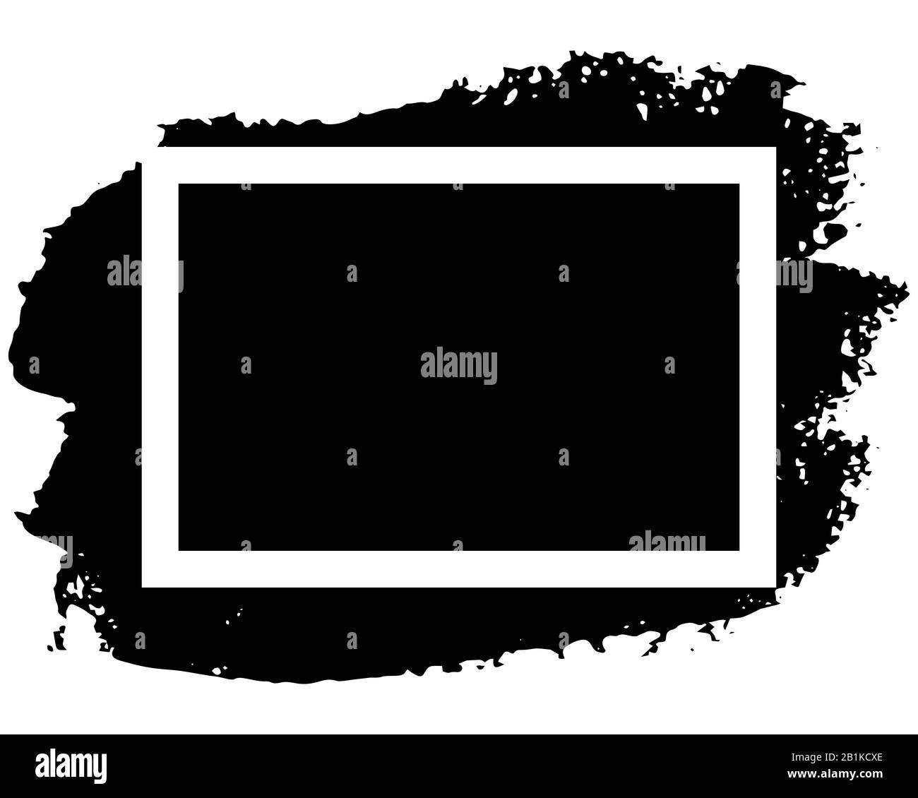 White frame and ink brush stroke on the white background. Vector ...