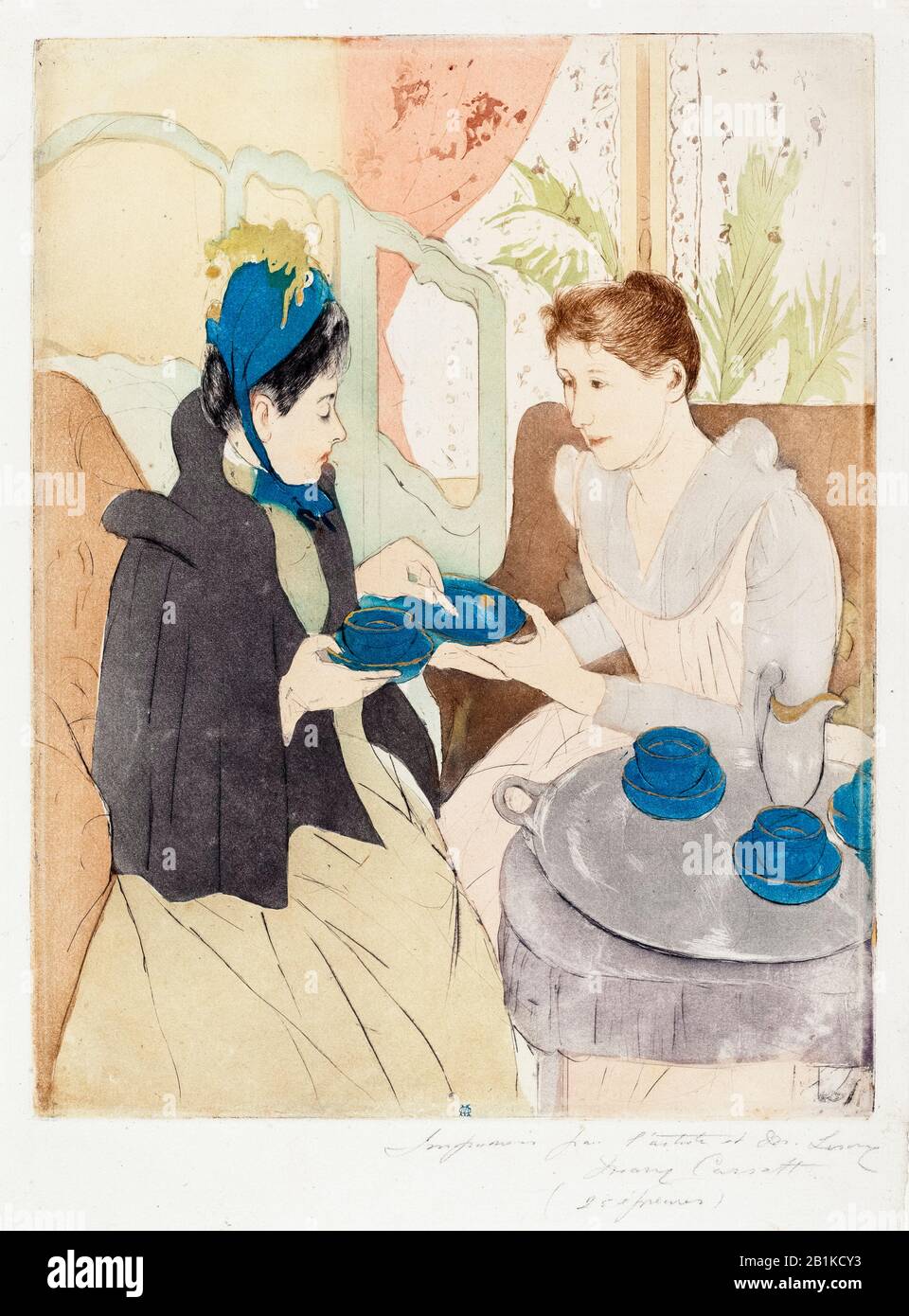 Mary Cassatt, Afternoon Tea Party, drypoint print, 1890-1891 Stock Photo