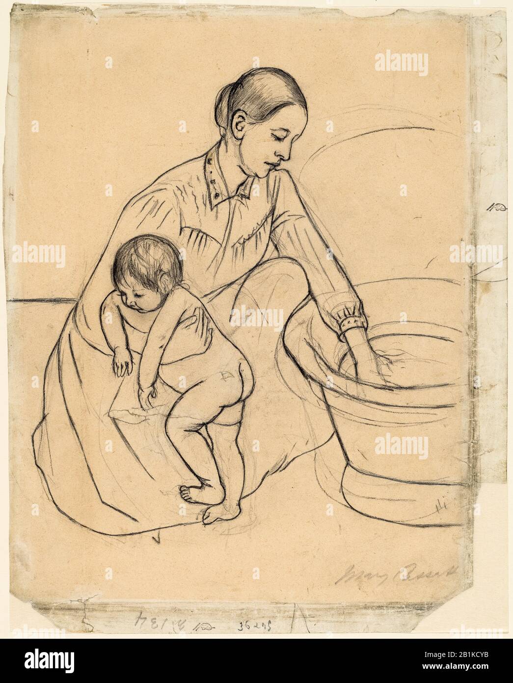 Mary Cassatt, drawing, The Bath [recto], 1890-1891 Stock Photo