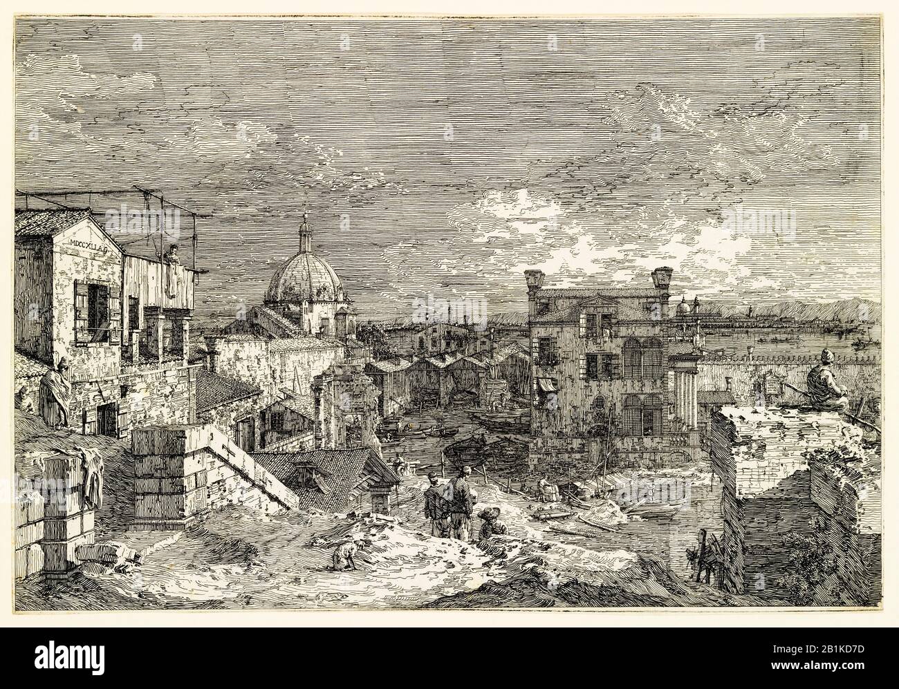 Canaletto, etching, Imaginary View of Venice, 1741 Stock Photo