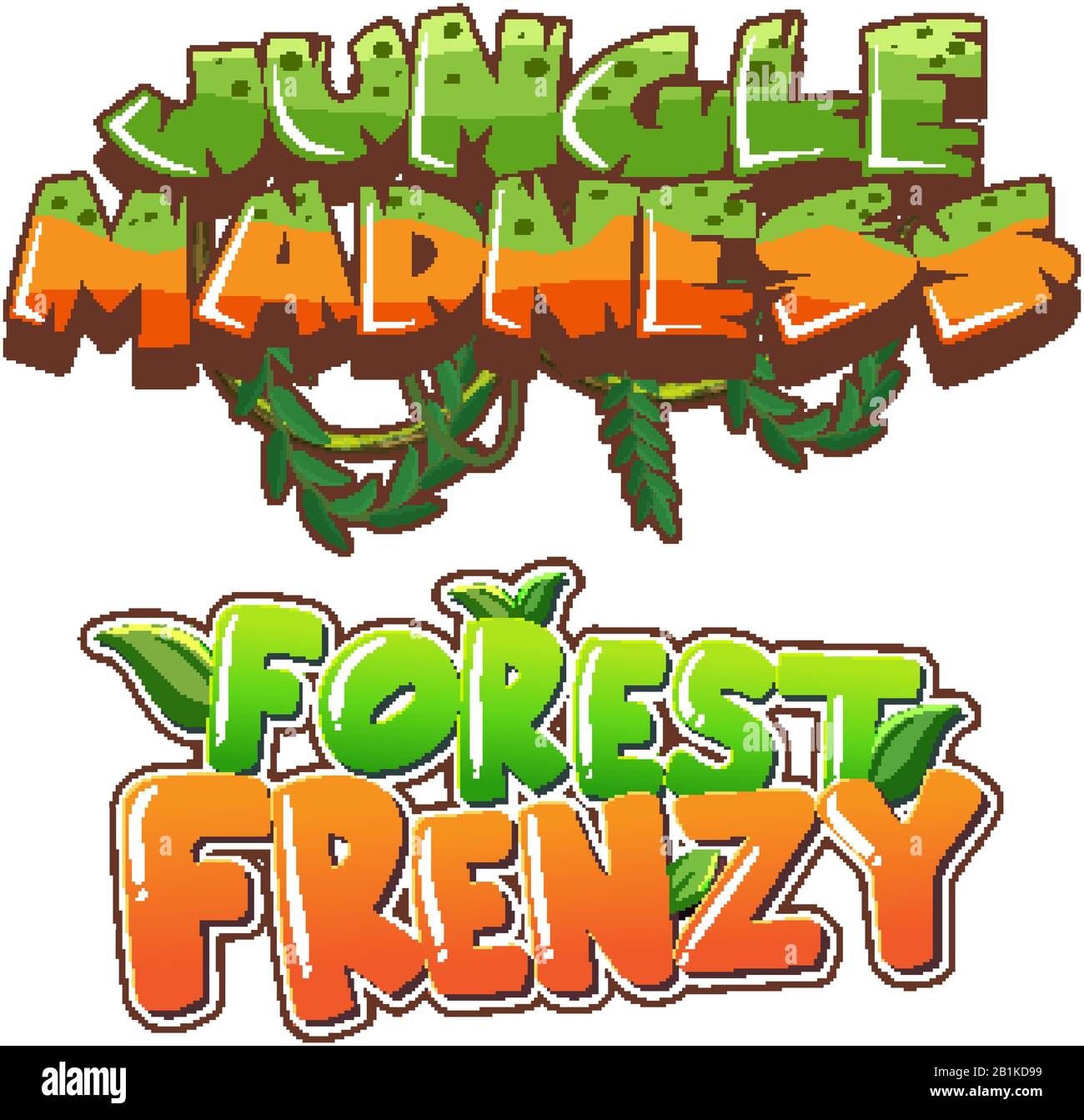 Word design for jungle madness and forest frenzy illustration Stock