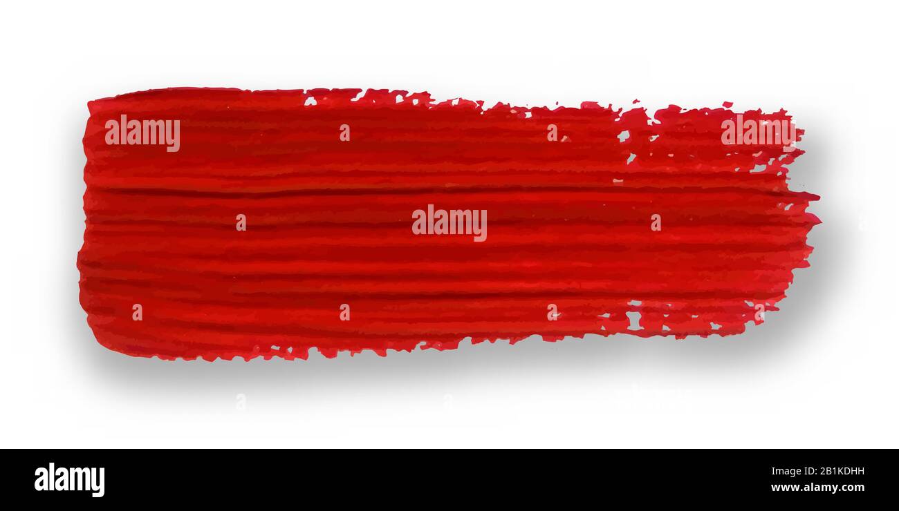 Red brush stroke isolated on white background. Grunge element for ...