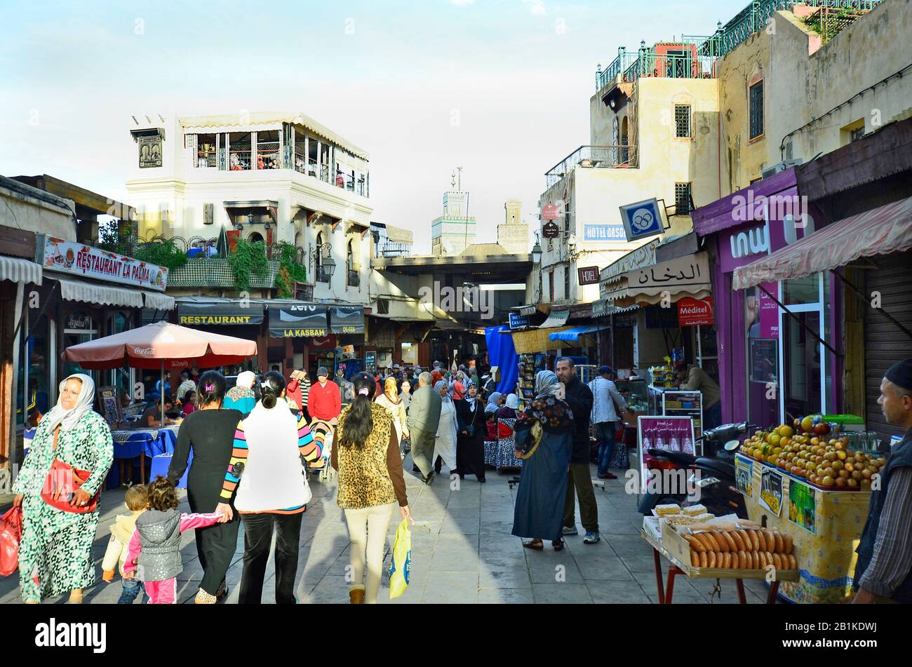 Fes, Morocco - November 20th 2014: unidentified crowd of people in ...