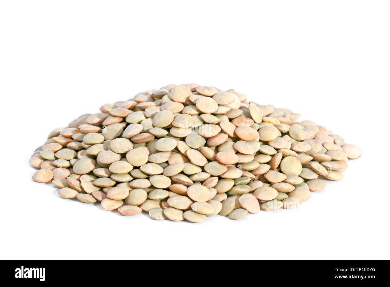 Pile Green Lentils isolated on white background. Lentils are rich in