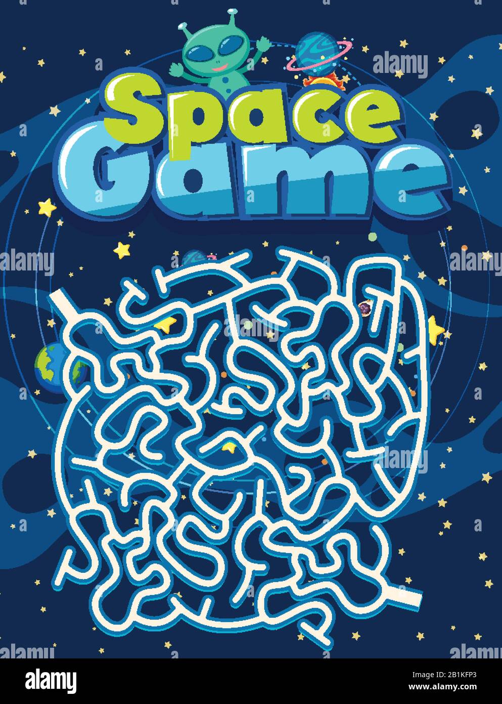 Game template with alien in space background illustration Stock Vector ...