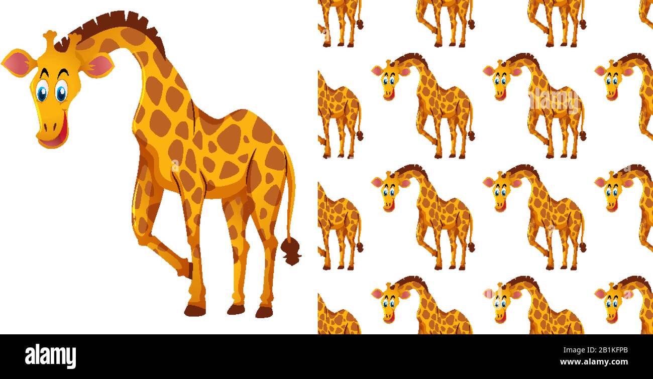 Seamless background design with cute giraffes illustration Stock Vector ...