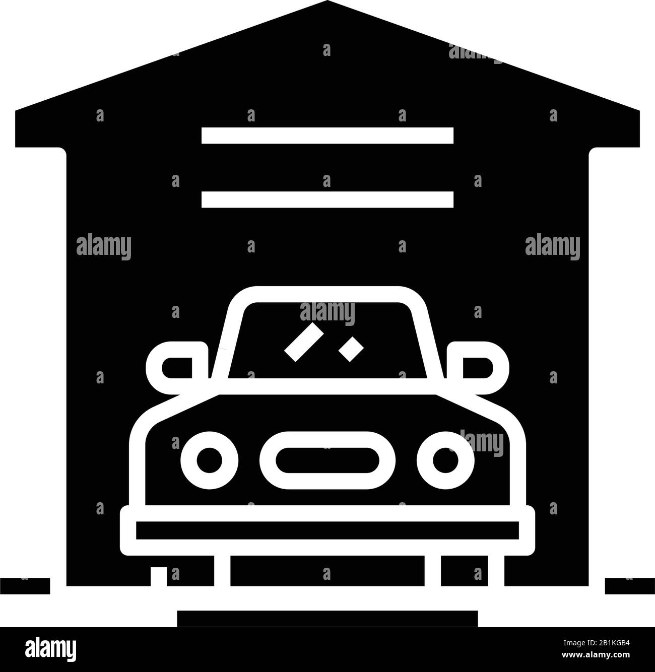 Car garage black icon, concept illustration, vector flat symbol, glyph