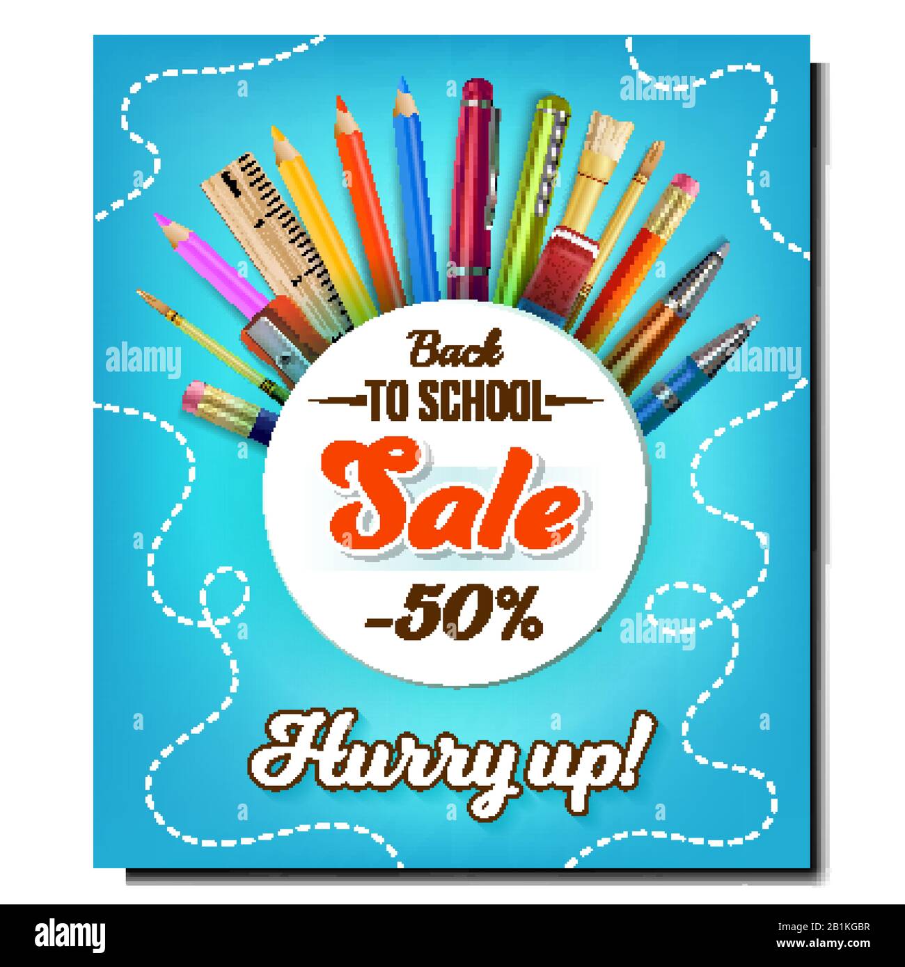 School Sale Equipment Advertising Poster Vector Stock Vector Image