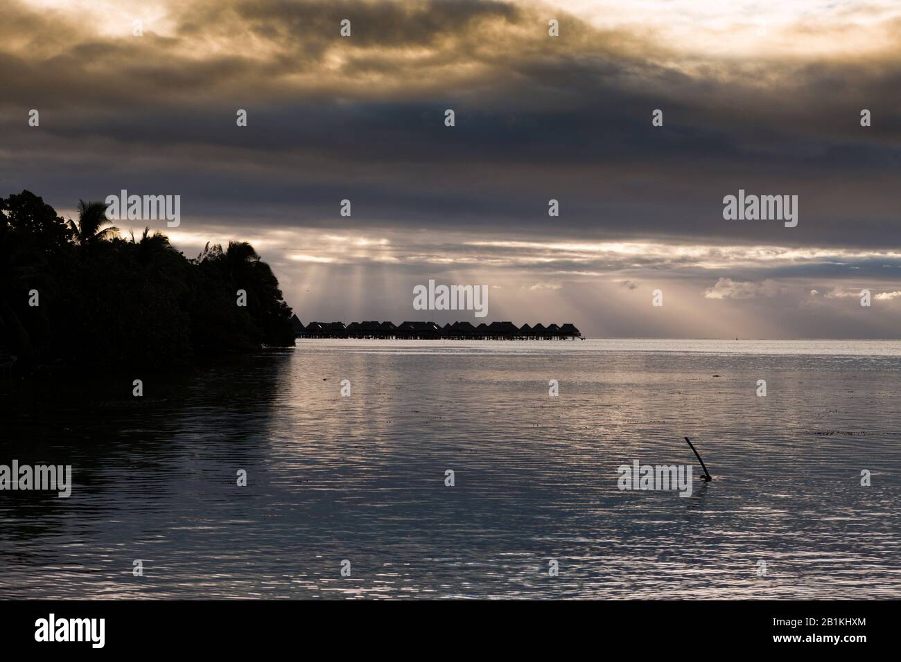 Sunset at Moorea, Moorea, French Polynesia Stock Photo