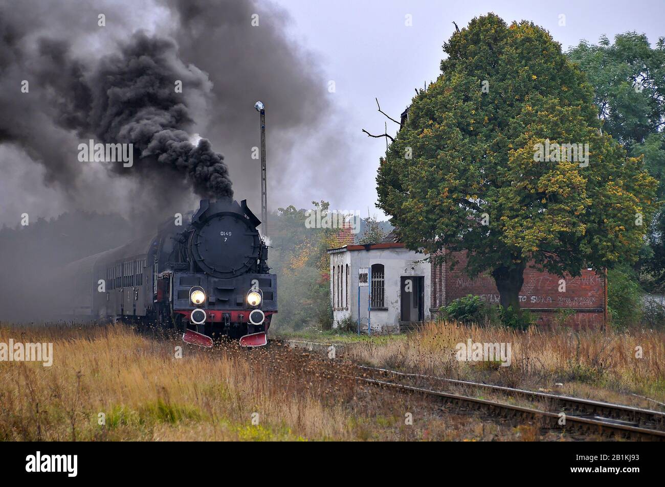 Steam locos, trains in Poland Stock Photo