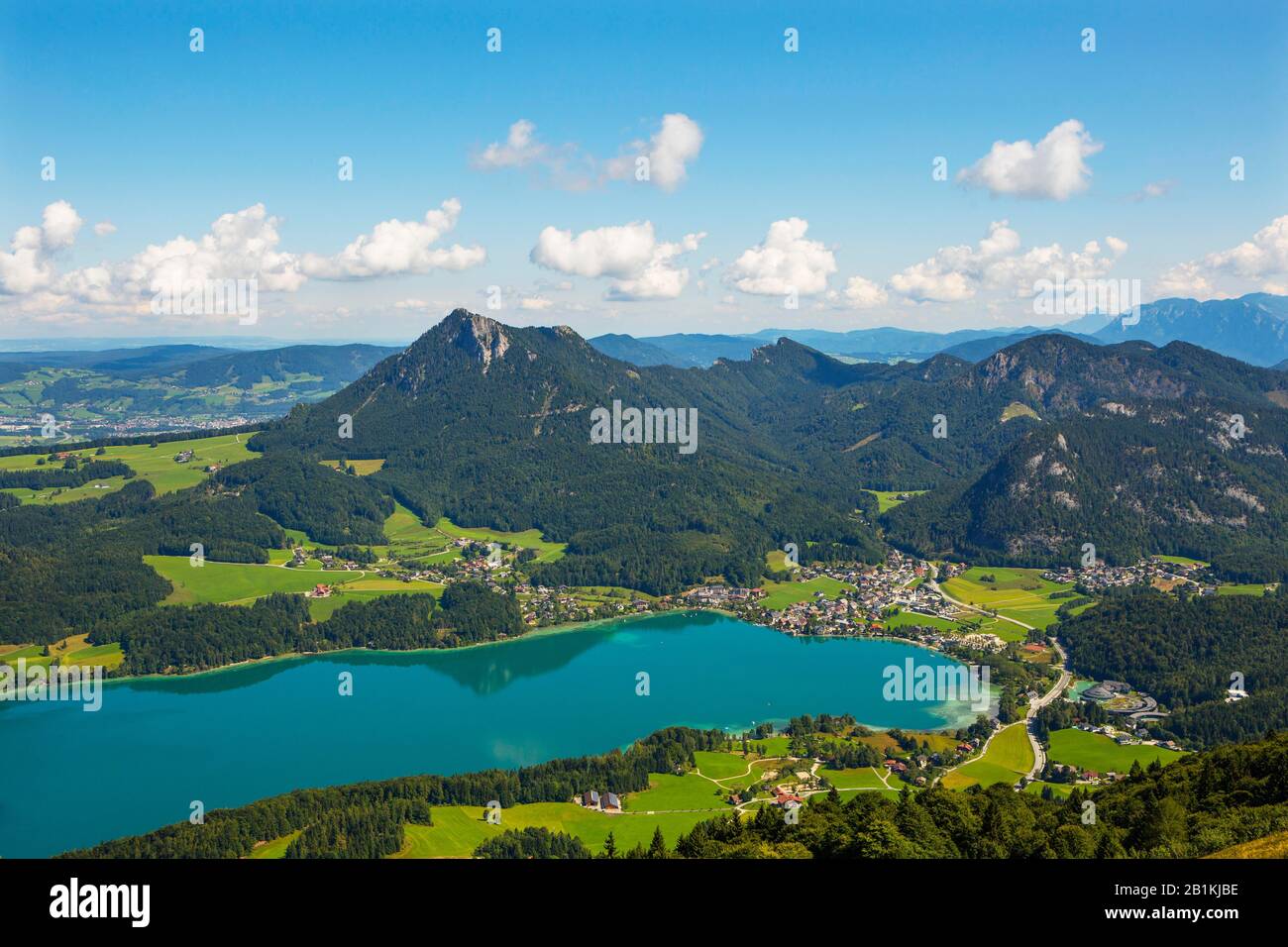 Fuschlsee, view from Filbling to Fuschl am See, Salzkammergut, Province of Salzburg, Austria Stock Photo