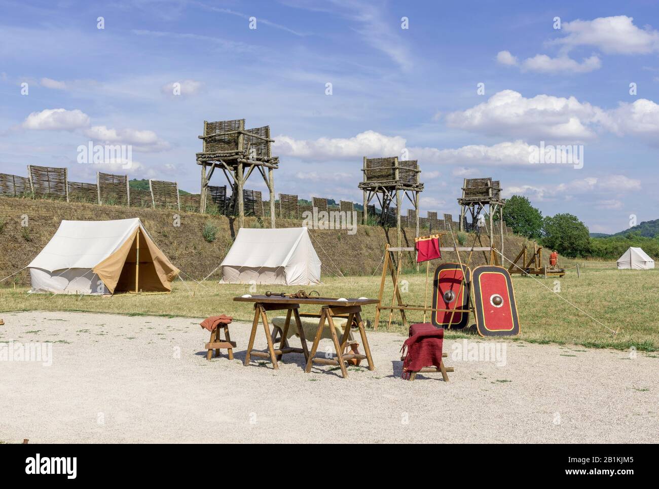 Roman camp near the museum of the battle of Alesia, Alise-Sainte-Reine, Cote-d'Or department, France Stock Photo