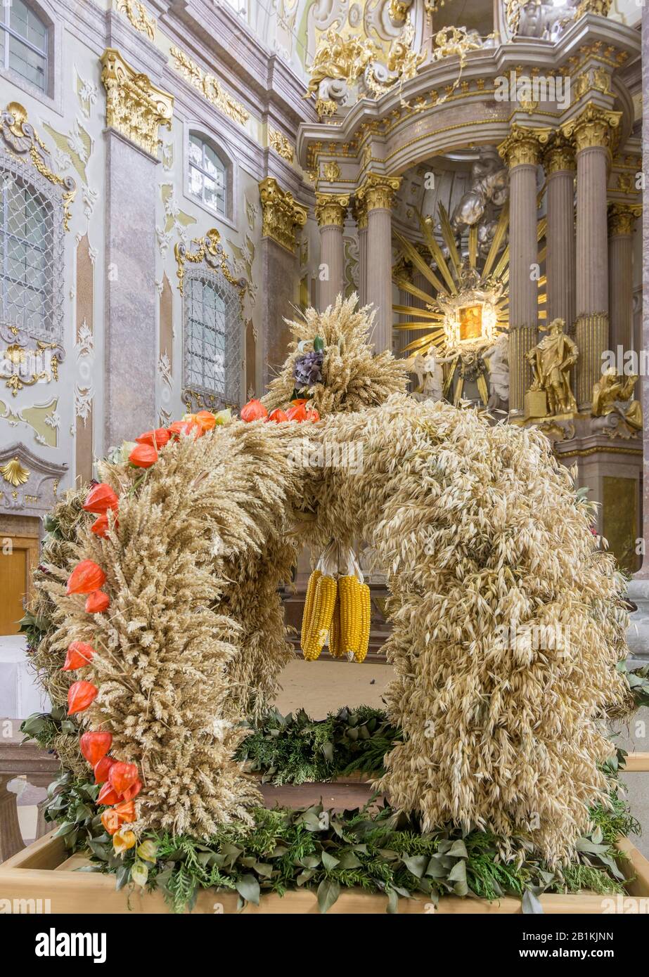 Thanksgiving crown in the pilgrimage church, Sonntagberg, Lower Austria, Austria Stock Photo