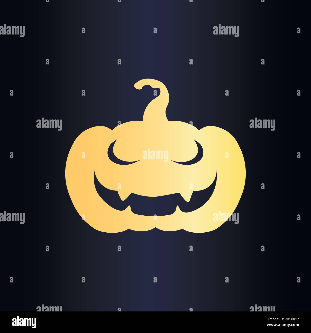 Vector Icon - Orange Jack Pumpkin on Blue Gradient Background Stock Vector