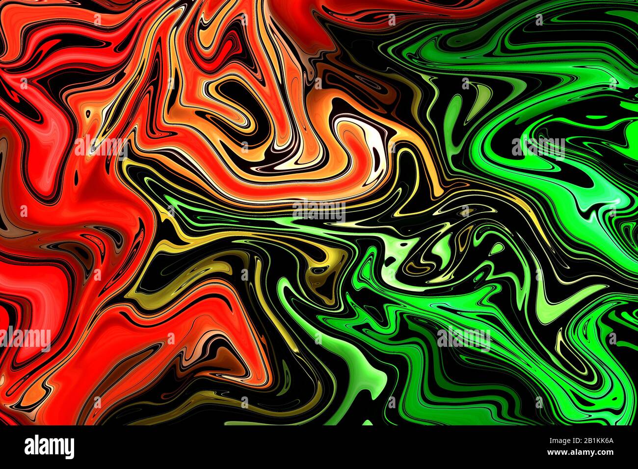 red and green liquid color. abstract background and texture. illustration design. Stock Photo