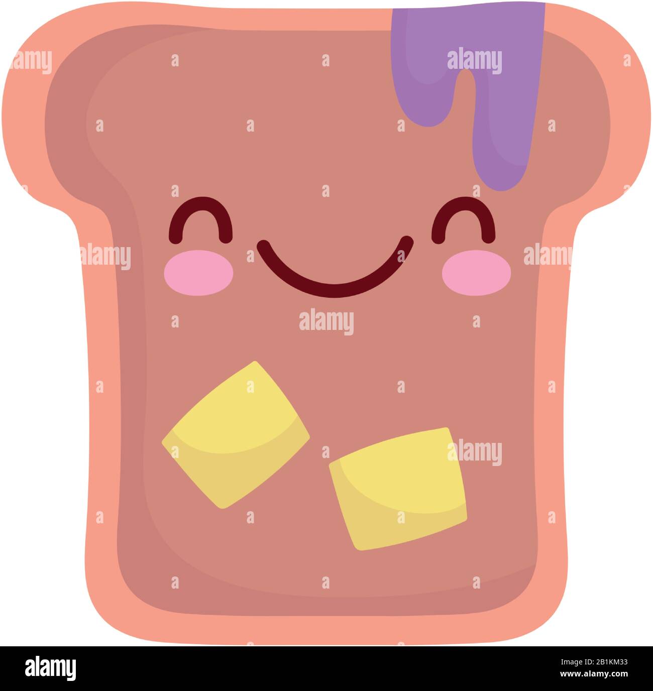 bread with butter and jam cartoon food cute vector illustration line