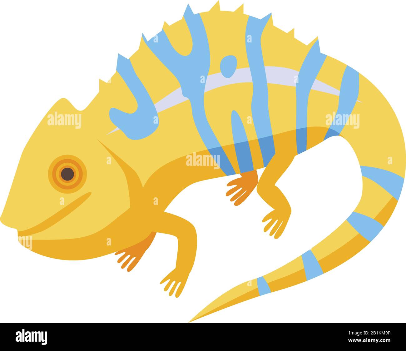 Yellow blue chameleon icon, isometric style Stock Vector