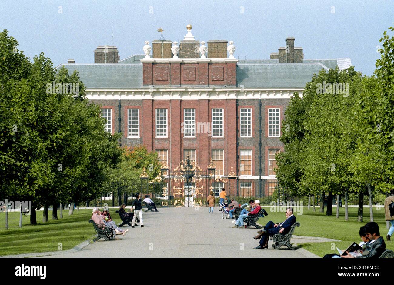 Kensington Palace, London, England. Kensington Palace was the home of HRH Diana, Princess of Wales and is now home to Duke and Duchess of Cambridge. Stock Photo