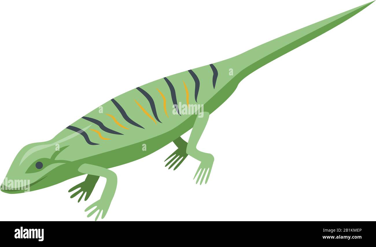 Classic green lizard icon, isometric style Stock Vector