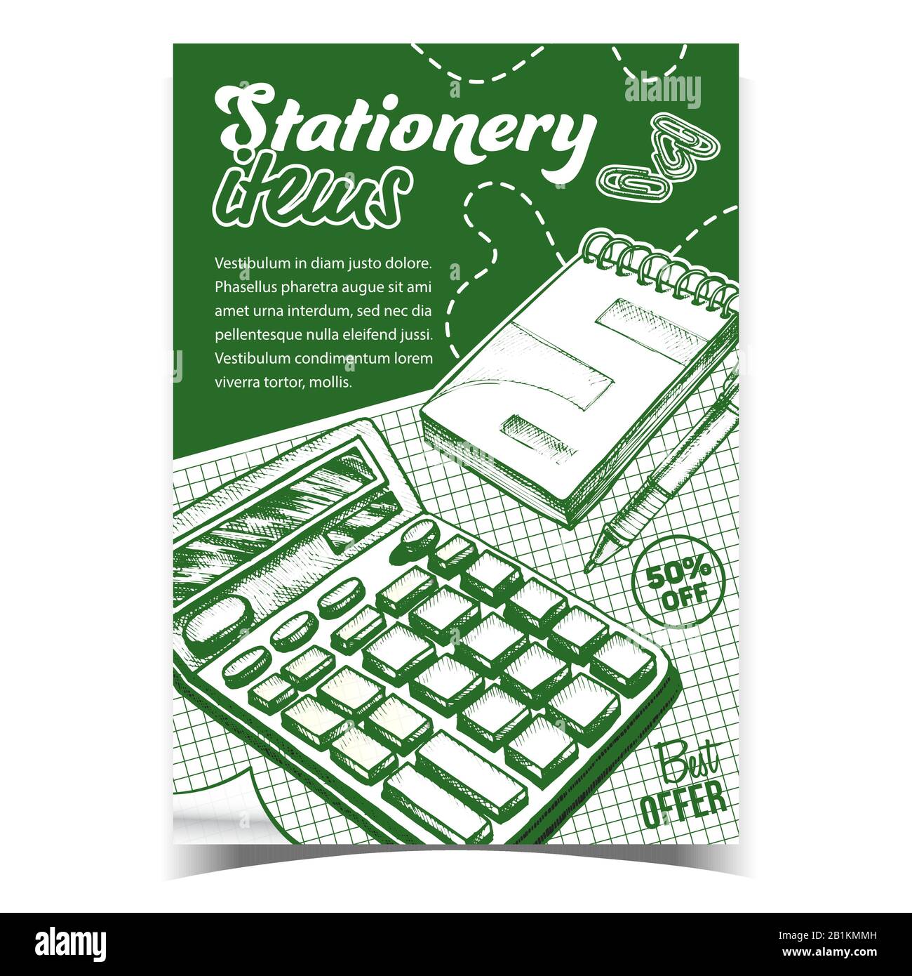 Stationery Items Store Advertising Poster Vector Stock Vector Image
