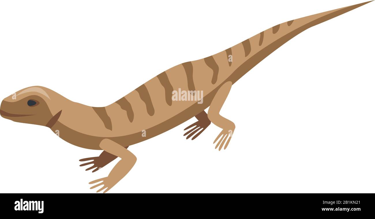 Brown striped lizard icon, isometric style Stock Vector