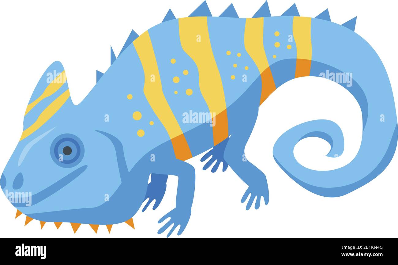 Blue funny chameleon icon, isometric style Stock Vector