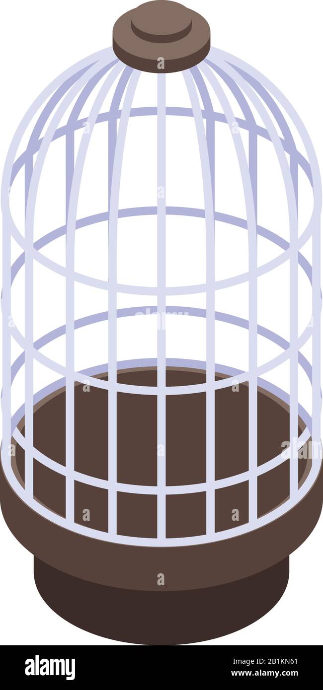 Parrot cage icon, isometric style Stock Vector
