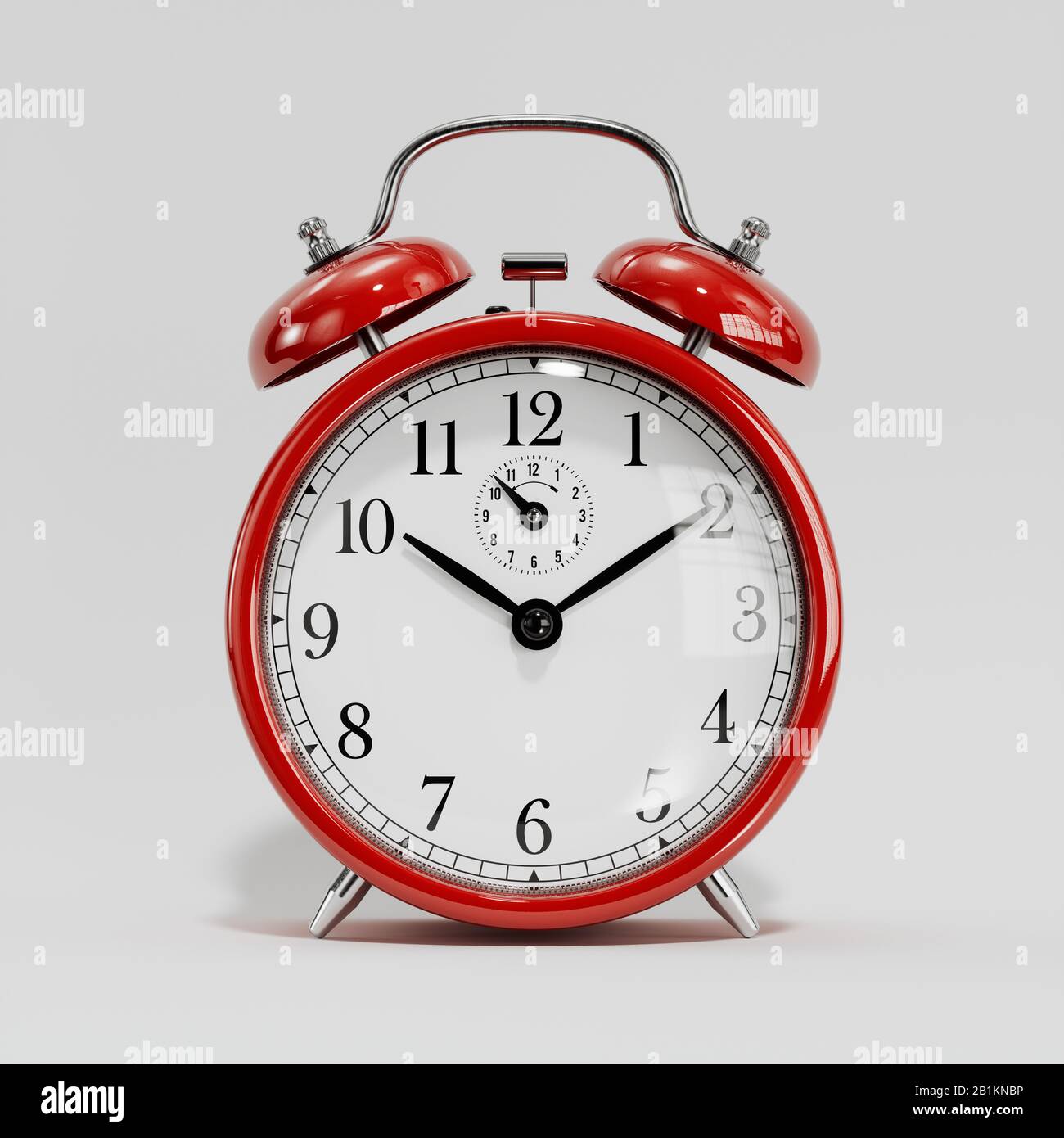 Classic red table clock isolated on a white background. 3d render ...