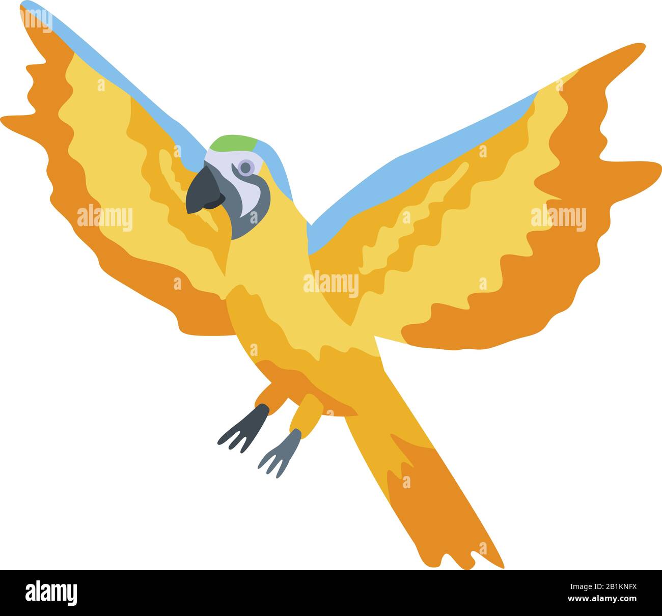 Flying gold parrot icon, isometric style Stock Vector