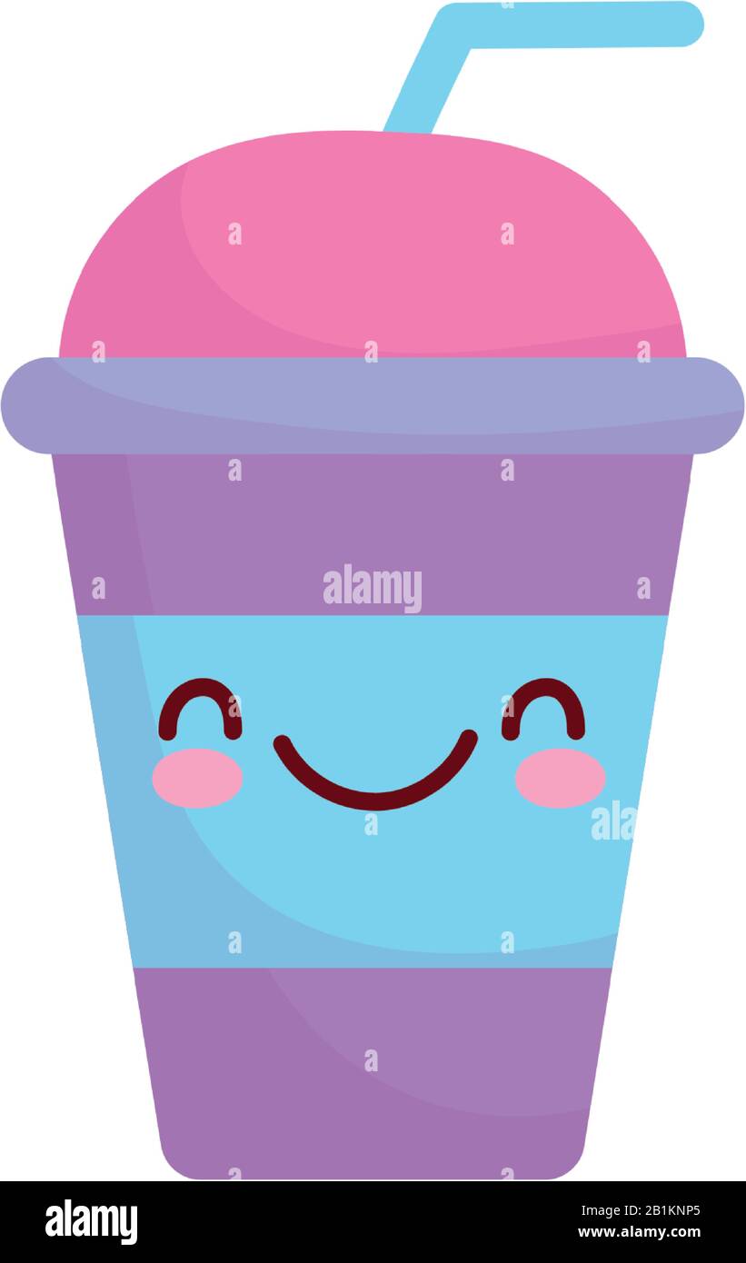 smoothie plastic cup character cartoon food cute vector illustration