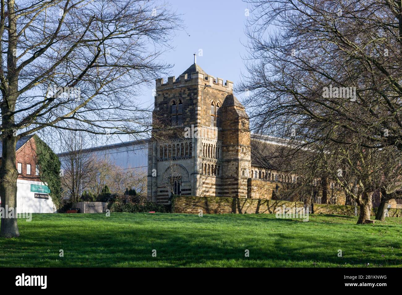 Exterior of St Peters, Northampton, UK; a redundant Norman church now