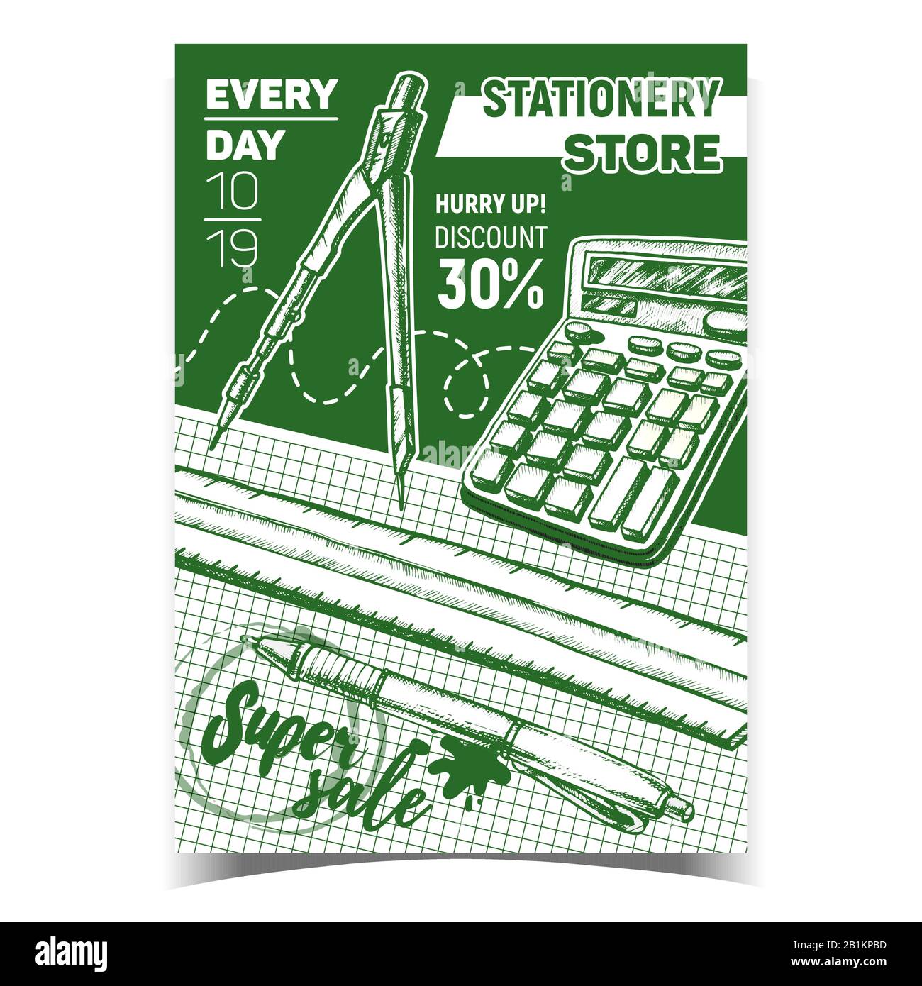 Stationery Store Sale Advertising Poster Vector Stock Vector Image