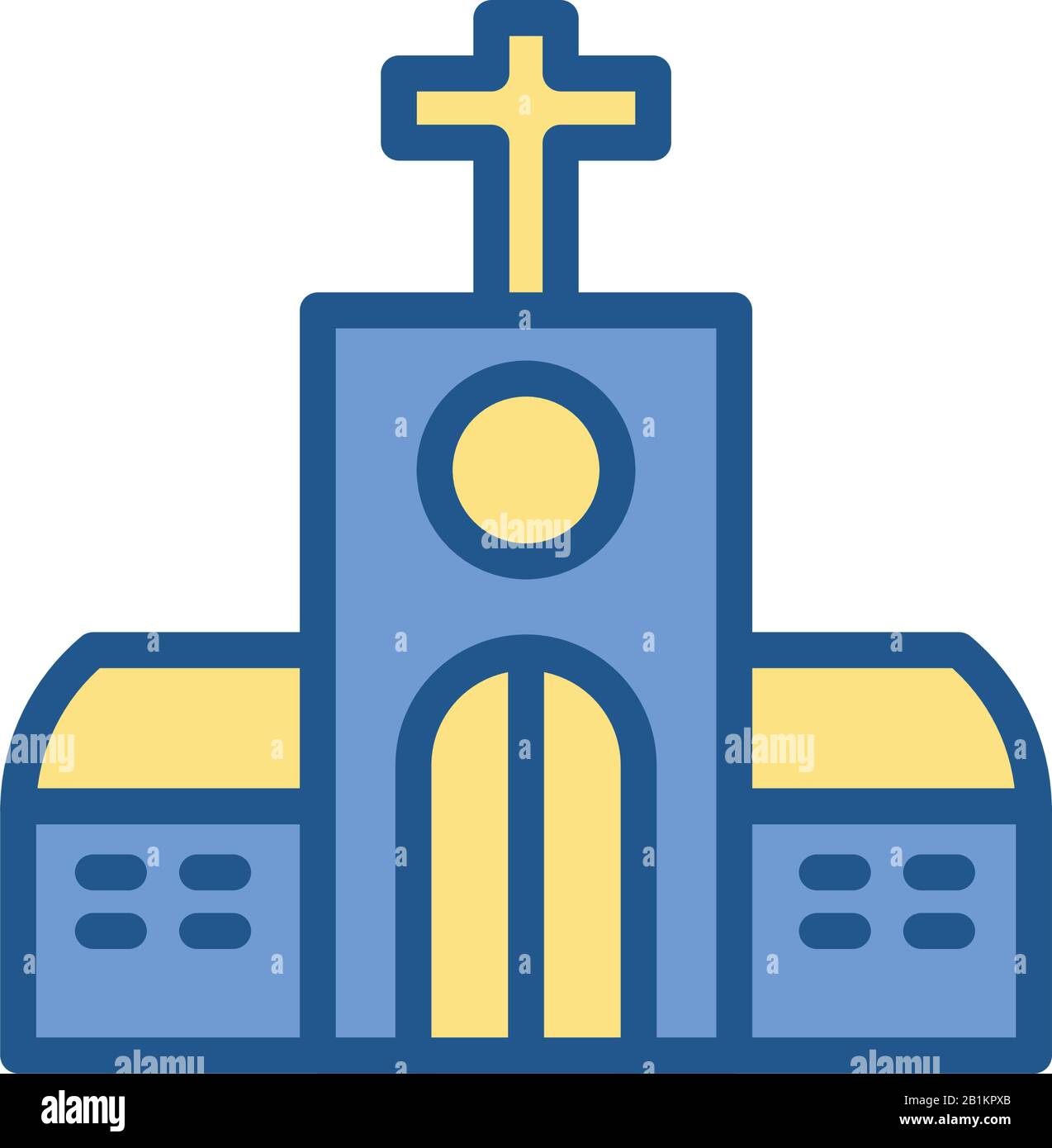 church with catholic cross over white background, line style icon ...
