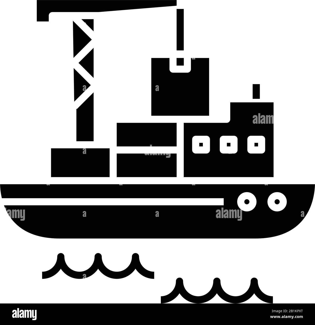 Cargo shipment black icon, concept illustration, vector flat symbol, glyph sign. Stock Vector