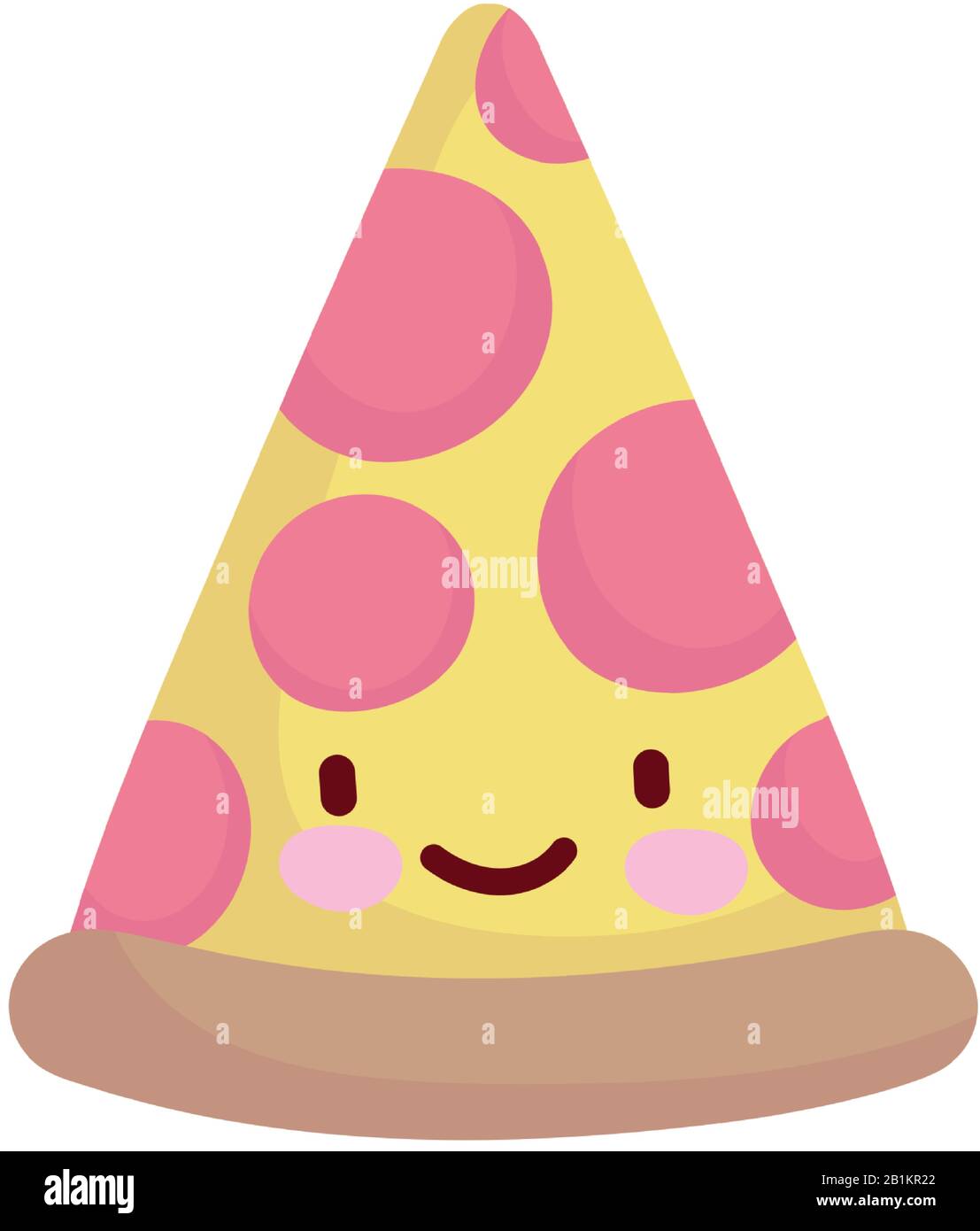 slice pizza pepperoni cartoon food cute vector illustration line and