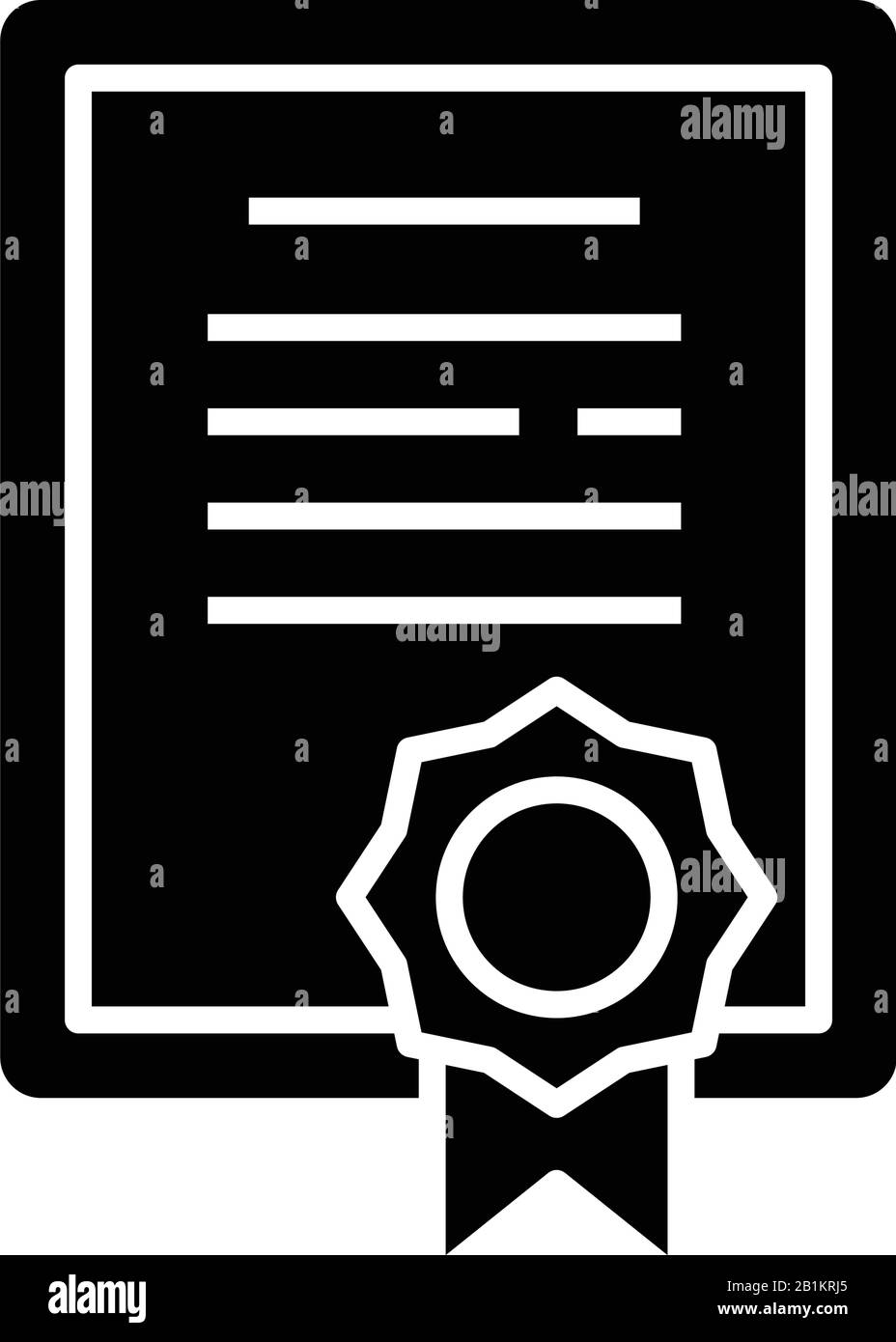 Certificate black icon, concept illustration, vector flat symbol, glyph sign. Stock Vector