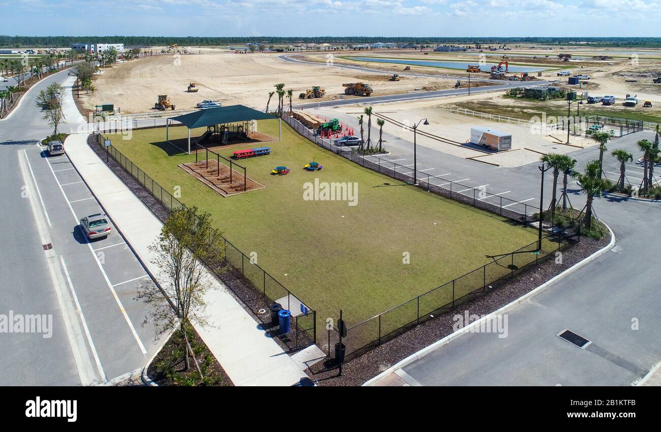 School playground of Babcock Ranch Florida. Elementary and middle school. Commune or community Stock Photo